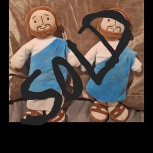 SOLD -Plush Figure Toy in Blue Robe - Soft Comfort Toy